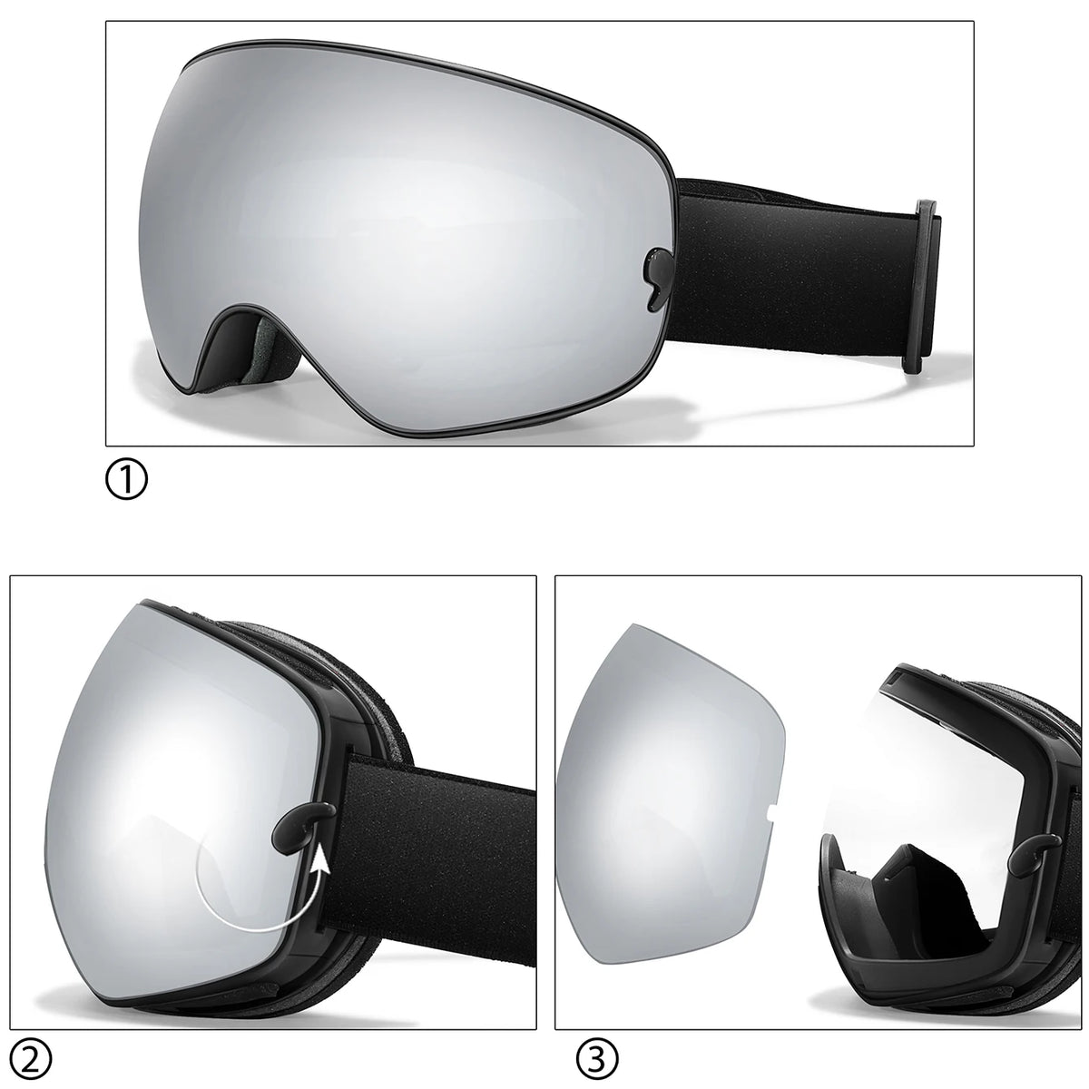 Winter UV400 Anti-Fog Ski Goggles Featuring Durable Polycarbonate Lenses